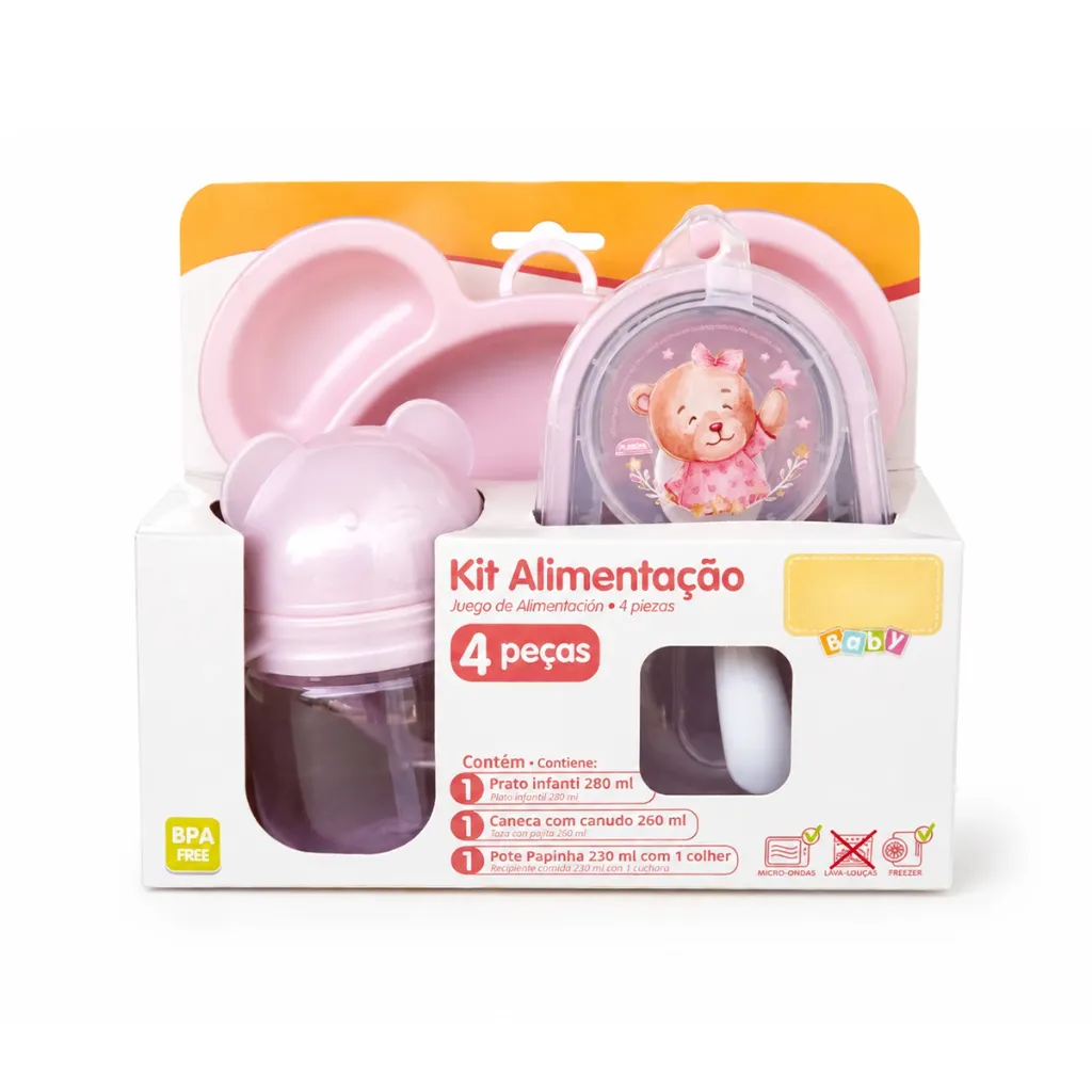 [18809] SET DE ALIMENTACIÓN INFANTIL 3 PZAS (OSA ROSA).webp