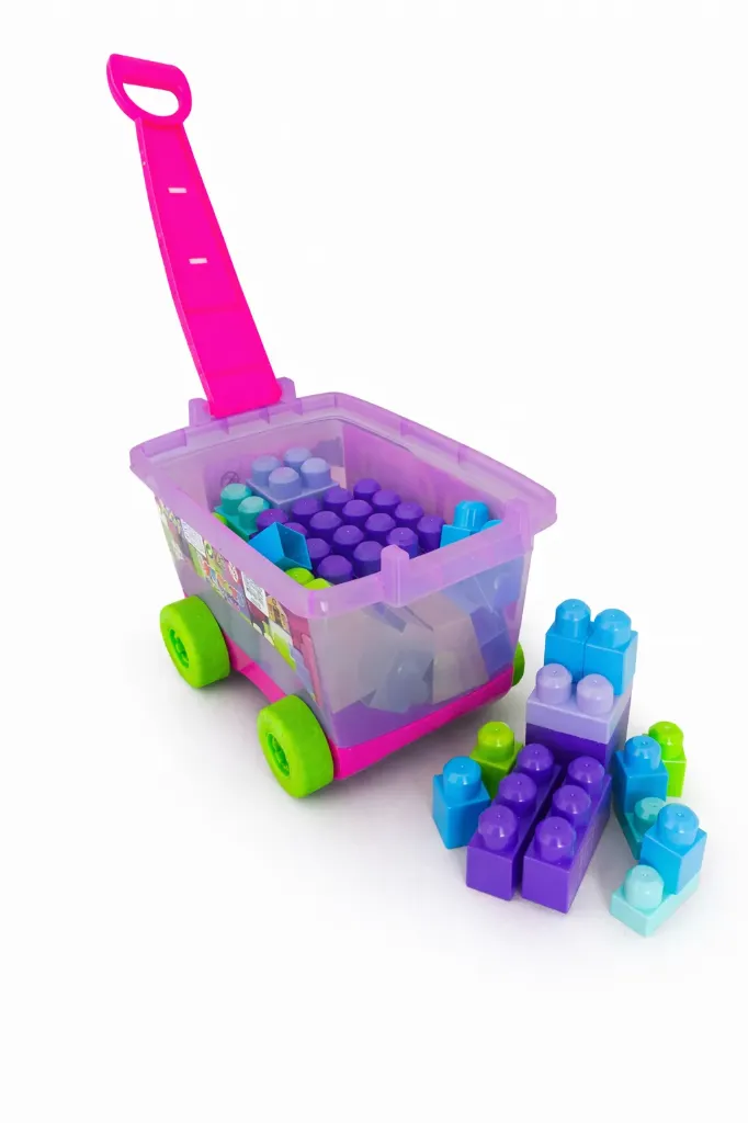 [PF890-2] VAGON BTOYS, BOY TOYS, BLOCKS NIÑA, 54 PIEZAS, CON RUEDAS, VARIOS COLORES DISPONIBLES.