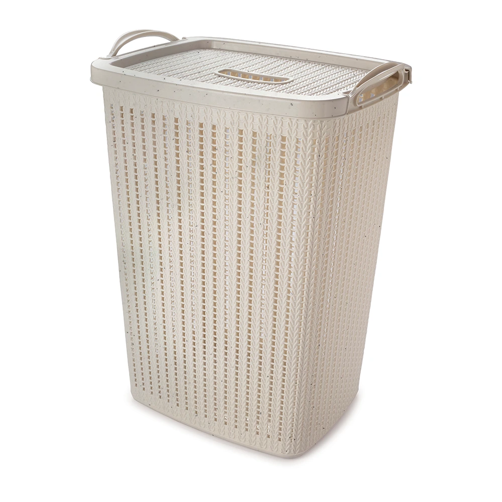 [3425] CESTO TRAMA PARA ROPA 40 L (MARMOL BLANCO)